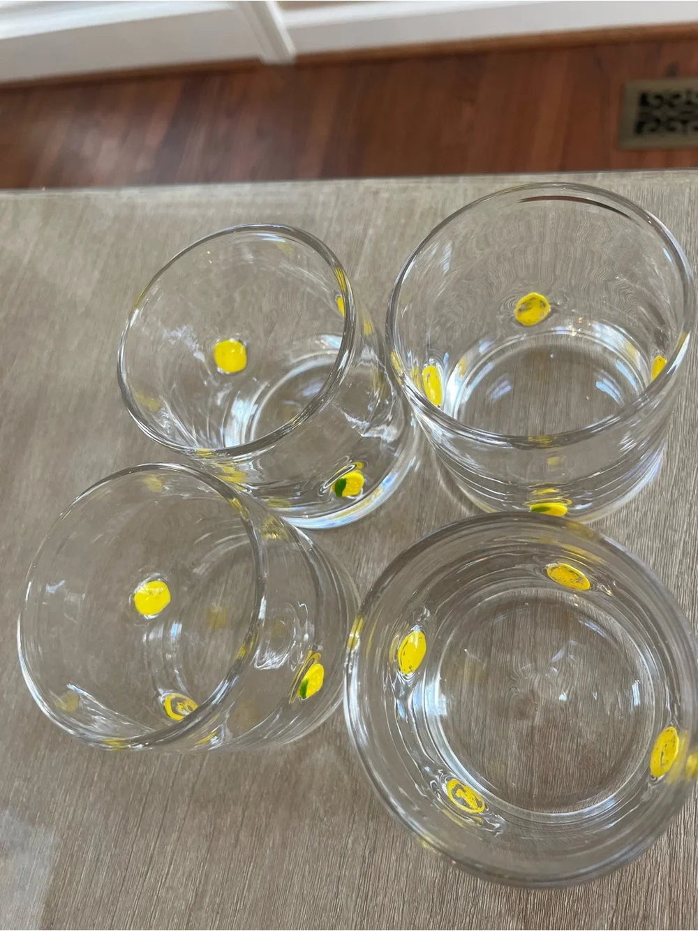 Clear Glass Tumbler Set with Yellow Lemon Accent - Home Dining